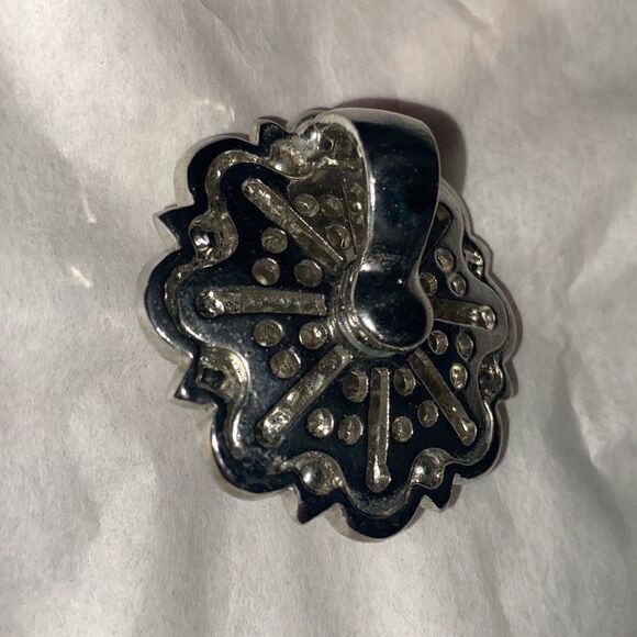Pink & White Rhinestone Silver Tone Pendant - Picture 6 of 7